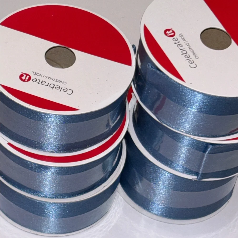 Cornflower Blue Satin Ribbon Wired Ribbon set of 6 Light blue Satin Ribbon